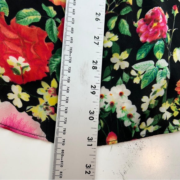 Rose + Olive Floral Blouse Women’s L Black Boho Tunic Top Pintuck Long Sleeve - Picture 8 of 11